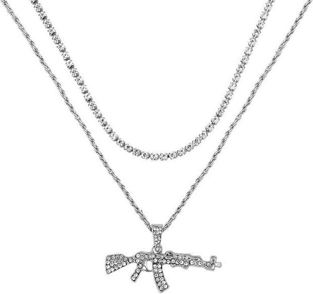 Halskette Multi Layered, Strass, Kristall, Zirkonia, Silber, Damen - Bild 1