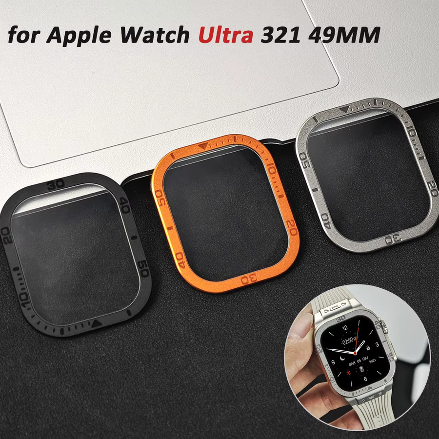CAOWTAN Displayschutzfolie für Apple Watch Ultra 3 49mm, Metallrahmen, gehärtetes Glas, Silber - Bild 5