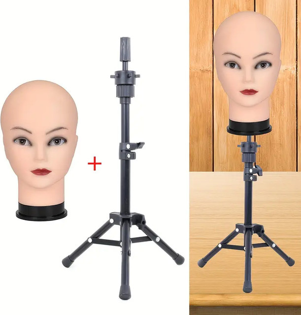 Mannequin Kosmetik Ausbildungskopf Glatze für Damen mit Ständer - Bild 1