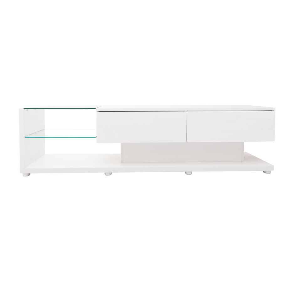 Moderner TV-Schrank von Aosom in Weiss und Schwarz mit LED-Beleuchtung und Glasregalen, Breite: 170 cm, Tiefe: 36 cm, Höhe: 38 cm - Bild 2