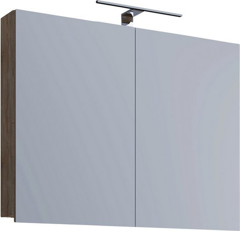 VCM Spiegelschrank VCB 1 in Eiche Braun mit LED-Beleuchtung und 2 Türen, B/H/T: 80 x 76 x 12 cm - Bild 1