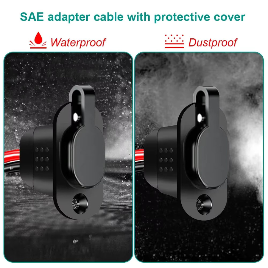 SAE Schnellstecker Kabelbaum Set mit 12AWG Verlängerungskabel und Buchse, wasserdicht, Schwarz - Bild 4