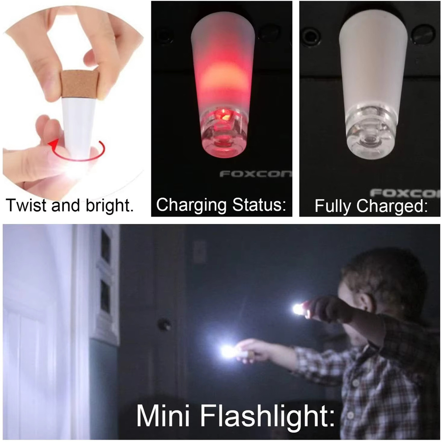 Wiederaufladbare USB LED Mini-Flaschenlichter in Korkform mit warmweißem Licht für Party, Hochzeit und Weihnachten - Bild 2