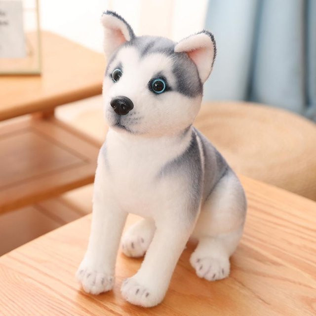 Kidsly Simulation Husky Hund Plüsch Spielzeug, Stofftier, 25cm, Grau - Bild 1