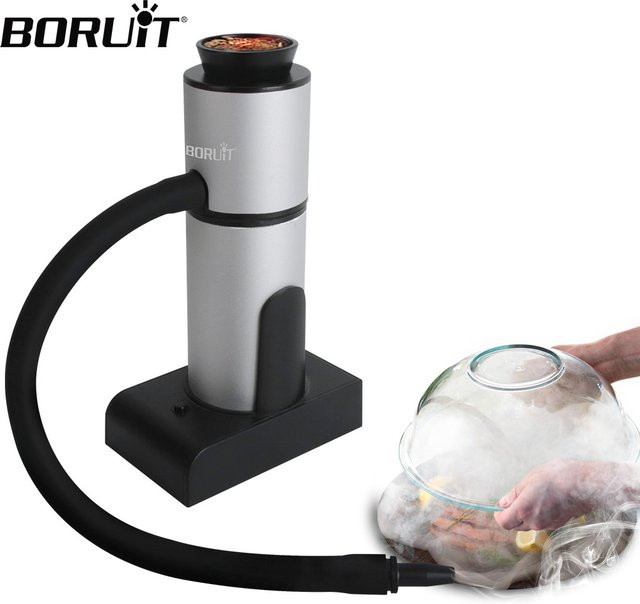 BORUiT SK306 Räucherpistole in Silber – Tragbare molekulare Küchenmaschine und Rauchgenerator zum Räuchern von Lebensmitteln wie Fleisch und Eiern - Bild 1