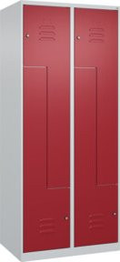 C+P Z-Spind Classic PLUS Spind mit 4 Fächern, Stahl, grau/rot, H x B x T: 185 x 80 x 50 cm, mit Zylinderschloss und Kleiderstange - Bild 1
