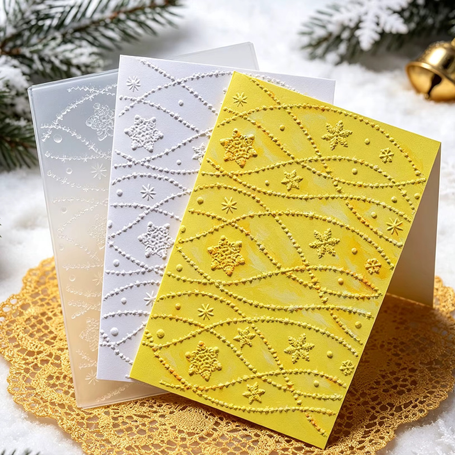 Handgefertigte DIY-Reliefprägeplatte mit Schneeflocken-Wellenmuster für Grußkarten aus Kunststoff - Bild 1