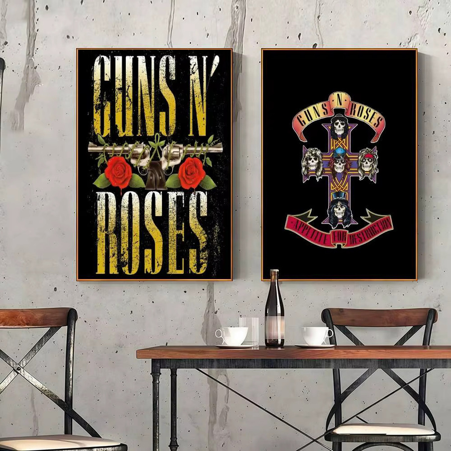 G-GUNS N R-ROSES Retro Band-Poster-Aufkleber mit floralem Design in Multicolour, Rechteckig, Breite: 25,0 cm, Höhe: 35,0 cm - Bild 5