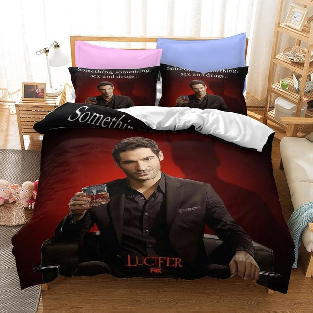 Eaby Heimtextil Lucifer Serie Bettwäsche-Set dreiteilig, Farbe Schwarz, B/H: 200 x 200 cm - Bild 1