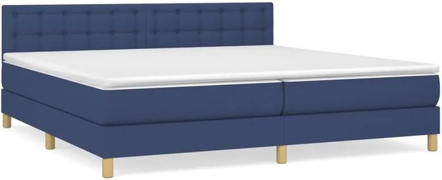 vidaXL Boxspringbett Hybrid mit Matratze Blau und Weiß, B/T/H: 200 x 200 x 88 cm - Bild 1