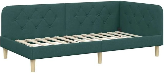 vidaXL Eckbettgestell mit Kopfteil in Dunkelgrün, B/T/H: 204 x 140 x 72 cm - Bild 1