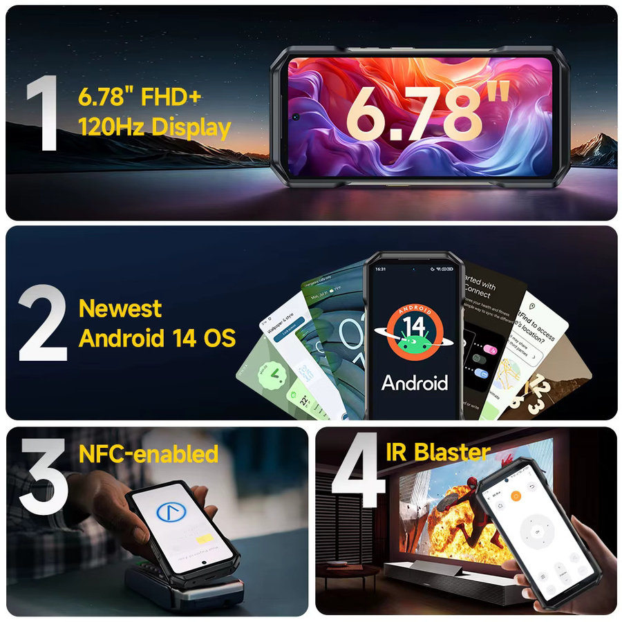 Ulefone Armor 27 Pro 5G Smartphone Schwarz mit 256 GB Speicher, 10600 mAh Akku, 50 MP Kamera, Android 14 und NFC - Bild 5