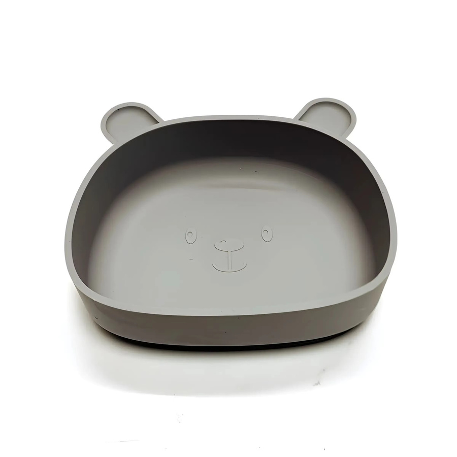 Anti-Rutsch Silikon Baby Schüssel mit Saugnapf im Bär-Design, Braun - Bild 3