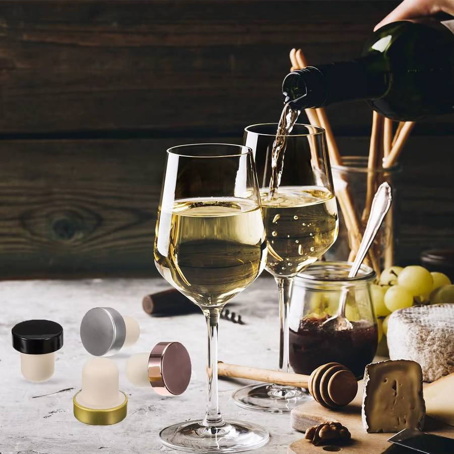 SUNFILI Weinflaschenkorken T-förmiger Verschlussstopfen aus Kork in Braun und Silber für Wein und Bier - Bild 4