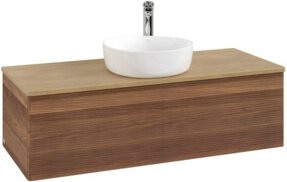 V&B Waschtischunterschrank Antao mit Frontstruktur in Eiche Honig und Walnuss, B/T/H: 120 x 50 x 50 cm - Bild 1