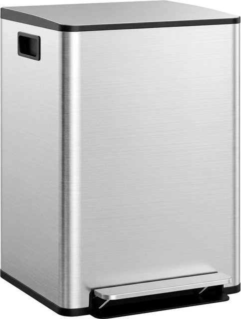 HOMCOM Mülleimer Silber, Volumen: 47,7 l, B/H: 37,5 x 66,8 cm - Bild 1