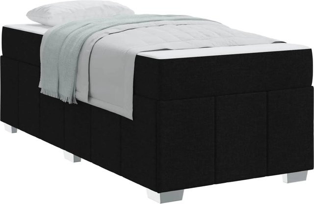 vidaXL Bettrahmen mit Matratze in Schwarz, gepolstert aus Stoff und MDF, B/T: 100 x 200 cm - Bild 1