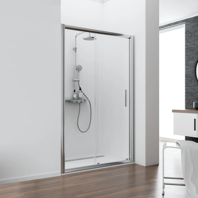 Schulte Gleittür Kristall Trend aus Echtglas in transparent, B: 140 cm, H: 185 cm - Bild 1