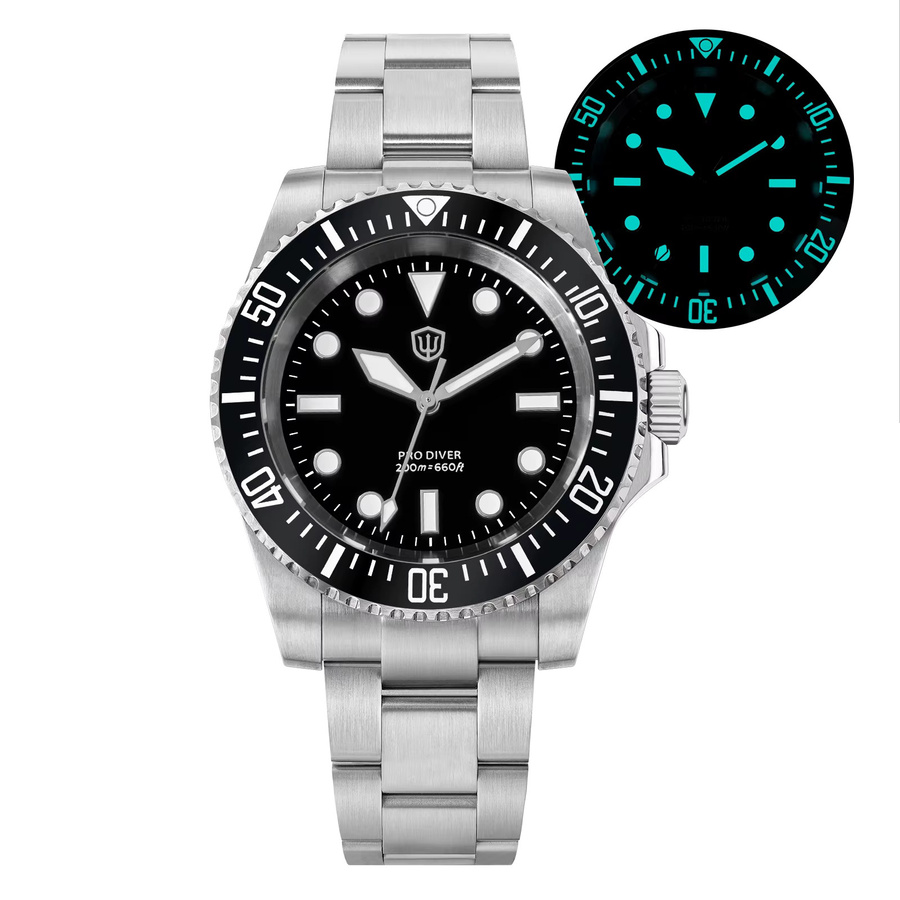 Watchdives Armbanduhr, Quarz, Edelstahl, Schwarz, Saphirglas, Herren - Bild 7