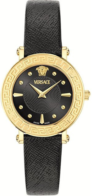 Versace Damenuhr Greca Sphere, Quarz, Edelstahl, 35 mm, Leder, Schwarz, 5 ATM - Bild 1