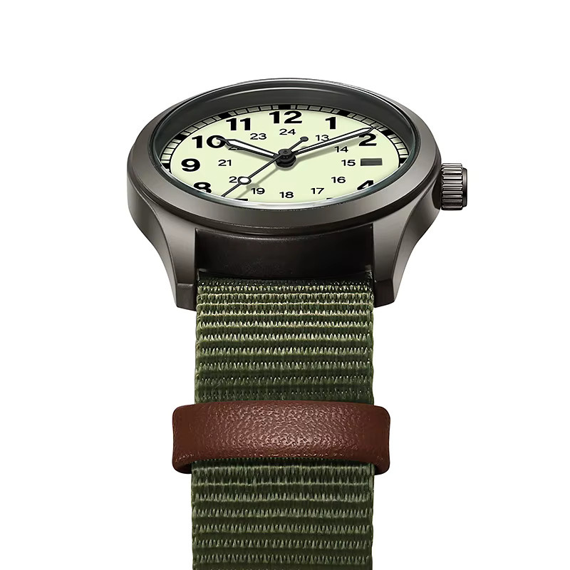 TPW Felduhr, Damen, Quarz, 34 mm, Stoffarmband, Schwarz, 24-Stunden-Anzeige, Tagesfunktion - Bild 3