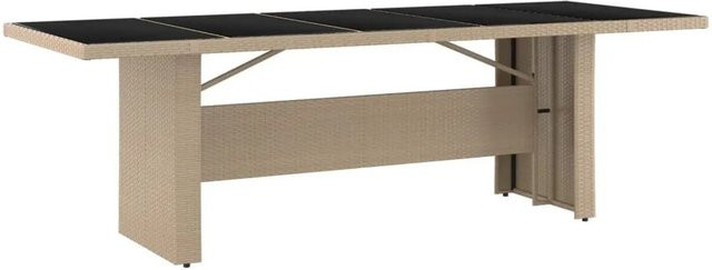 Furnicato Gartentisch aus Poly Rattan mit Hartglasplatte in Beige, B/T/H: 240 x 90 x 75 cm - Bild 1