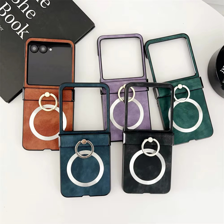 Luxuriöse PU-Leder Handyhülle für Motorola Razr in Blau mit Ringhalter und Scharnierschutz - Bild 2