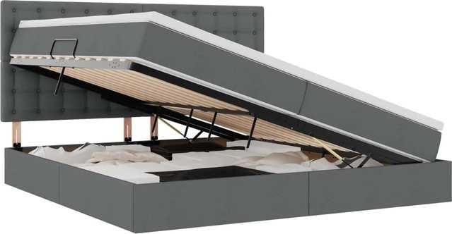 vidaXL Aufbewahrungsbett mit Matratze und Lift-up-Funktion in Dunkelgrau, B/T/H: 200 x 200 x 204 cm - Bild 1