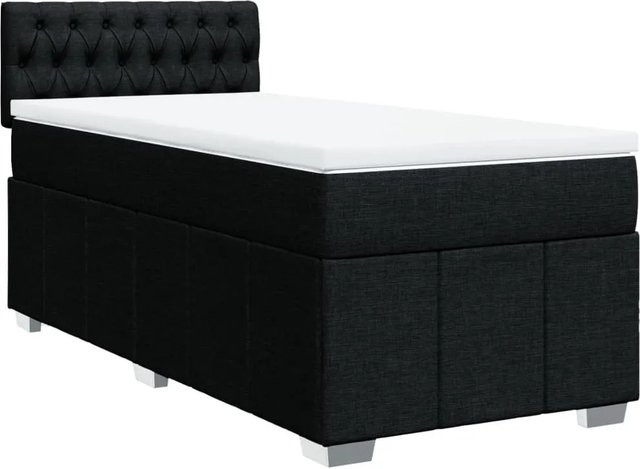 vidaXL Boxspringbett Hybrid mit Matratze und Taschenfederkern, Schwarz, B/T/H: 90 x 200 x 100,5 cm - Bild 1