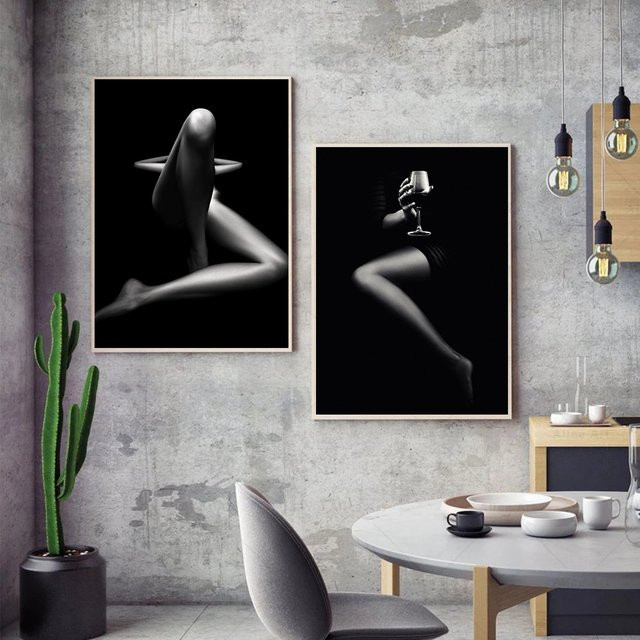 Potdemiel Wandkunst Leinwand Gemälde Schwarz-Weiß Ästhetisches Frauenporträt Modernes Poster für deine Raumdekoration - Bild 1