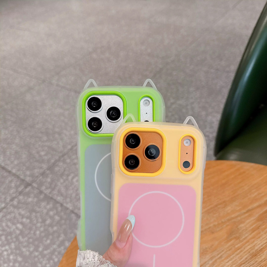 Magnetische 2-in-1 Handyhülle mit Katzen-Design für iPhone 12 bis iPhone 17 Pro Max, MagSafe kompatibel, matt, blau/mehrfarbig - Bild 1