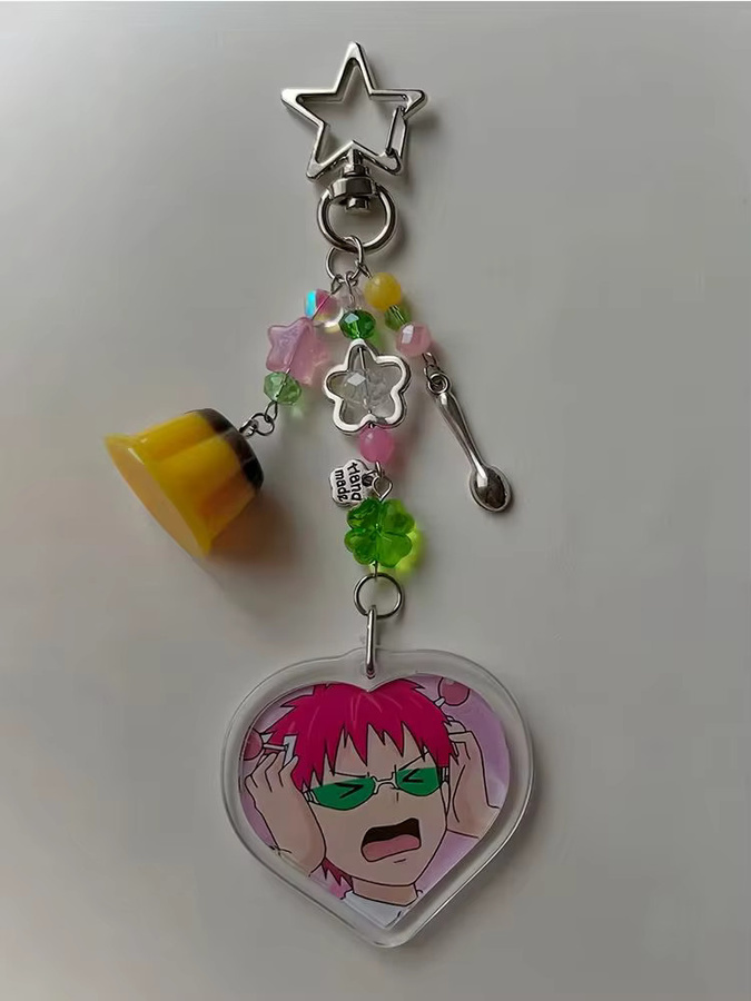 Takara Tomy Schlüsselanhänger, Perlen, Herz-Acryl, Mini-Pudding, Damen - Bild 1