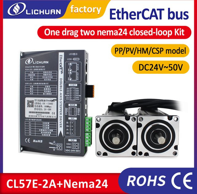 Lichuan Zweiachsiger Nema24 Ethercat Schrittmotor mit geschlossenem Regelkreis und passendem CL57E-2A Treiber für CNC-Anwendungen - Bild 1