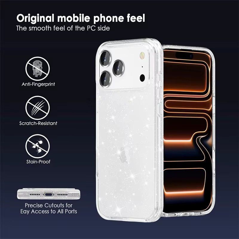NMEGOU Glitzer Bling Soft Case Transparent für iPhone 17 Air 16E 15 14 13 12 11 Pro Max Plus - Bild 2