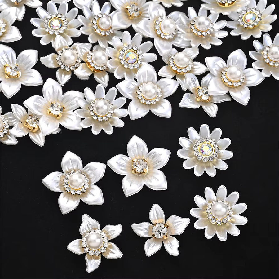 Blumen-Charms mit Imitationsperle, Strass, Perle, Kristall, Unisex - Bild 3