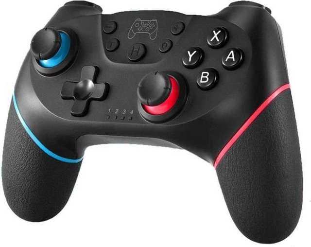 YUES Wireless Controller für Nintendo Switch Pro und Lite, Bluetooth Gamecontroller in Schwarz mit Vibrationsmotor und Gyroskop - Bild 1