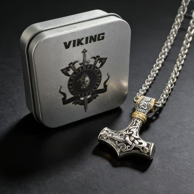 Halskette HNSP, Edelstahl, Viking Rune Anhänger, Herren, Vintage - Bild 1
