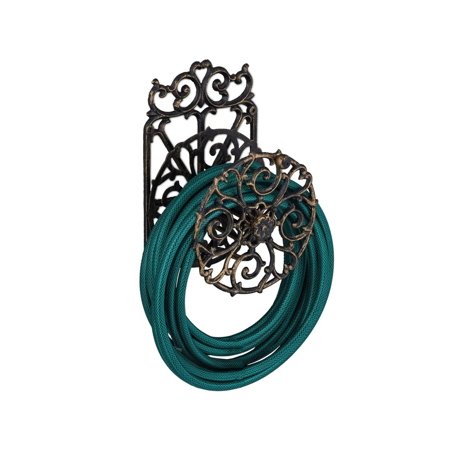 Relaxdays Wandschlauchhalter aus Gusseisen in Bronze, drehbar und nostalgisch, B/T/H: 34 x 23 x 18 cm - Bild 2