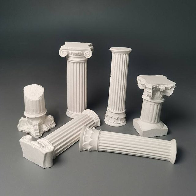 OAKCIA Römische Säule als nordische Kunstfigur aus Gips in Weiß für deine Retro-Heimdekoration - Bild 1