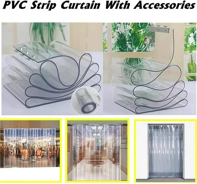 Transparenter PVC-Türvorhang als winddichter und thermisch isolierender Klimaanlagen-Vorhang in Streifenoptik - Bild 1