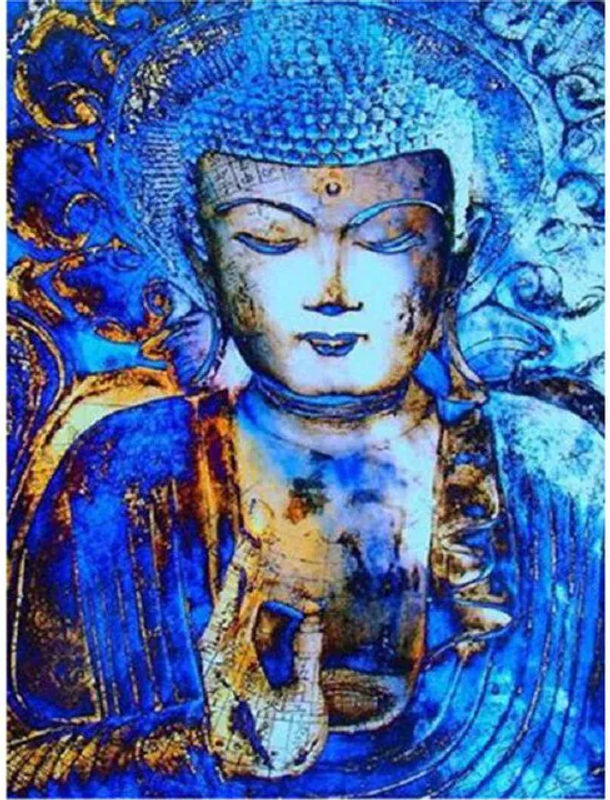 FIYO Diamantstickerei Buddhismus mit Tier-Motiv in Blau, B/H: 20 x 30 cm - Bild 1