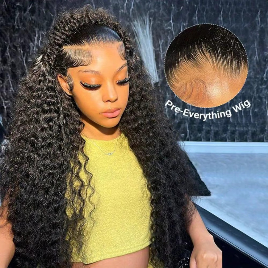 QZOQZO Brasilianische Echthaar-Lace-Front-Perücke, Kinky Curly Wave, 13x4 - Bild 4