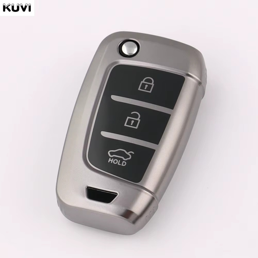 Kuvi TPU Schlüsselhülle für Hyundai Elantra, Solaris, Tucson, I30, I40, Kona, Genesis, Santa Fe und Azera in Grau - Bild 3