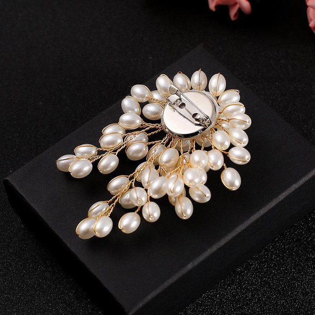 Perlenbrosche, Anstecknadel, white, Unisex - Bild 1