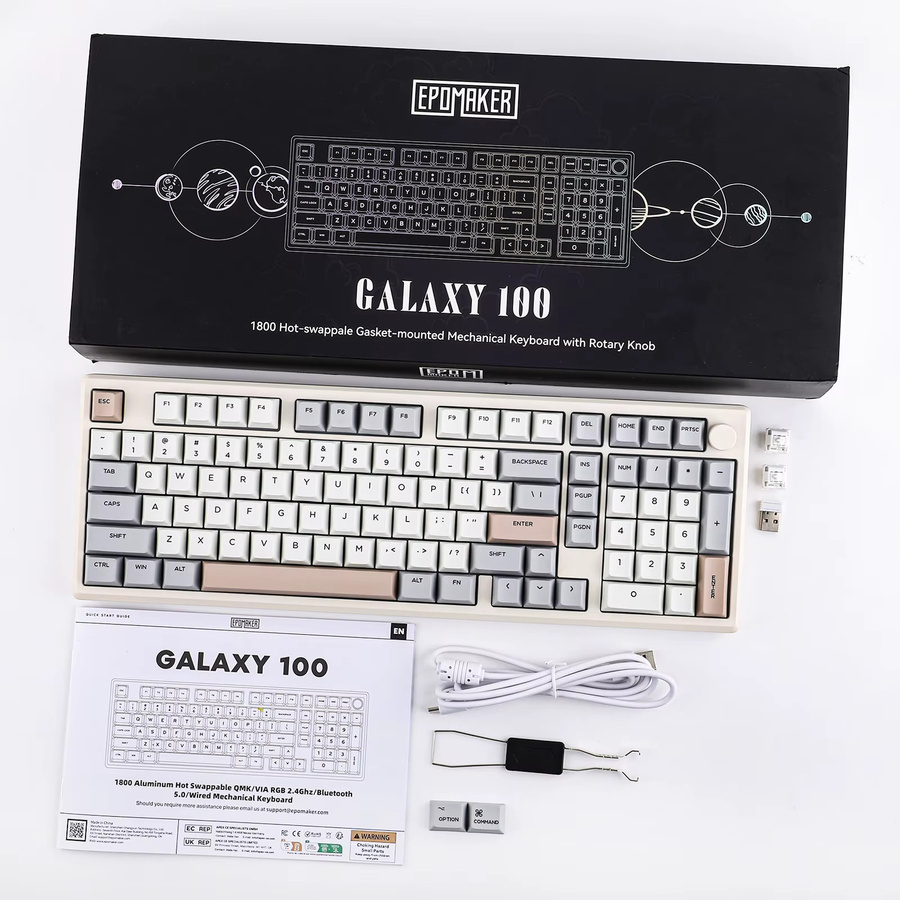EPOMAKER Galaxy100 Mechanische Gaming-Tastatur mit Aluminium-Gehäuse, Tri-Mode Kabellos, Hot-Swap und Gasket-Mount, US-Layout, Schwarz oder Pink - Bild 5