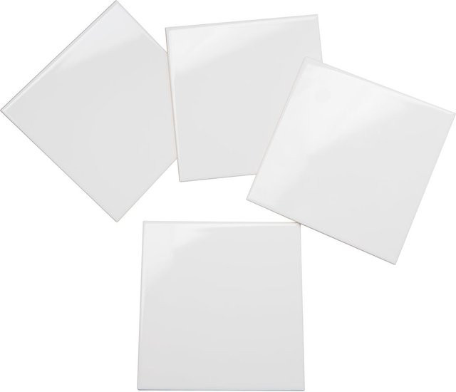 VBS Keramikfliesen glänzend weiß quadratisch B/T/H: 15 x 15 x 0,4 cm - Bild 1