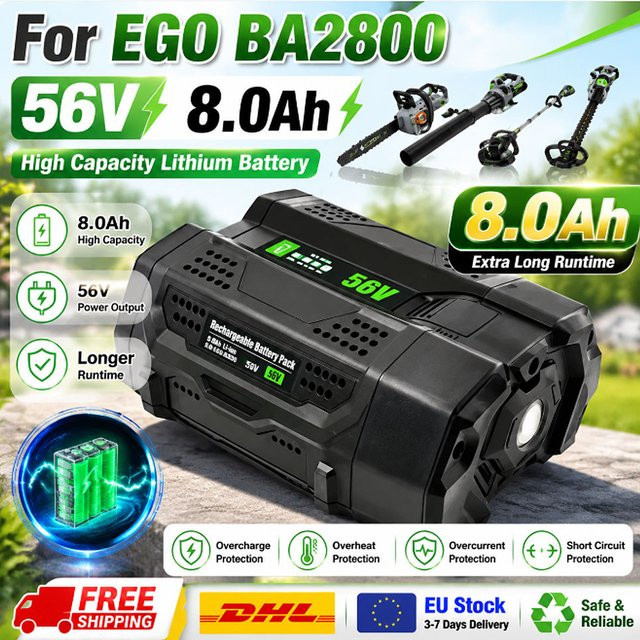 EGO Ersatz-Lithium-Akku 56V 8,0Ah in Schwarz für EGO Elektrowerkzeuge passend für BA2800, BA2800T, BA4200, BA4200T, BA1400 und BA5600T - Bild 1
