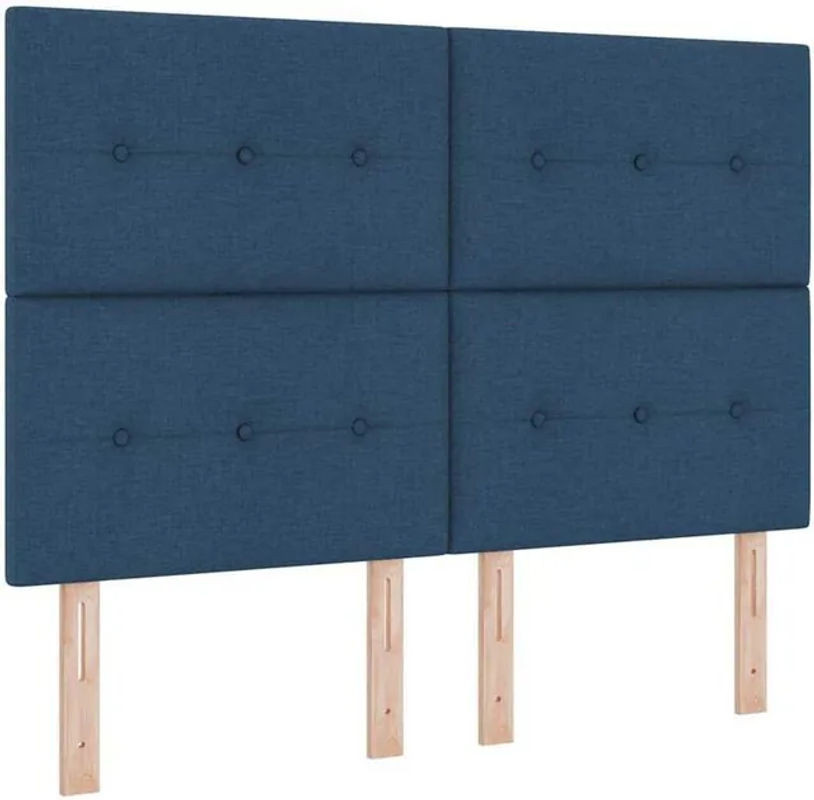 vidaXL Boxspringbett mit Matratze und Kopfteil aus Stoff in Blau, B/T/H: 140 x 190 cm - Bild 1