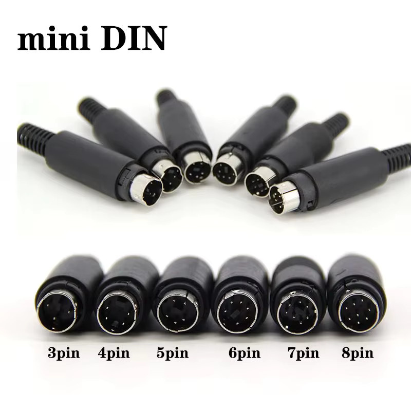 Mini-DIN Steckverbinder B5 Set aus Stecker und Buchse für Chassis-Kabelmontage, 3-8-polig, Schwarz - Bild 2