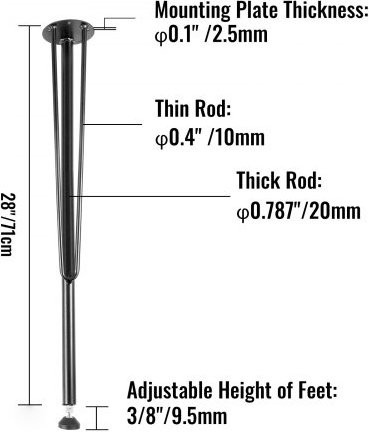 VEVOR Haarnadel-Tischbeine aus Metall im 4er-Set, Schwarz Matt, Höhe: 71 cm - Bild 1